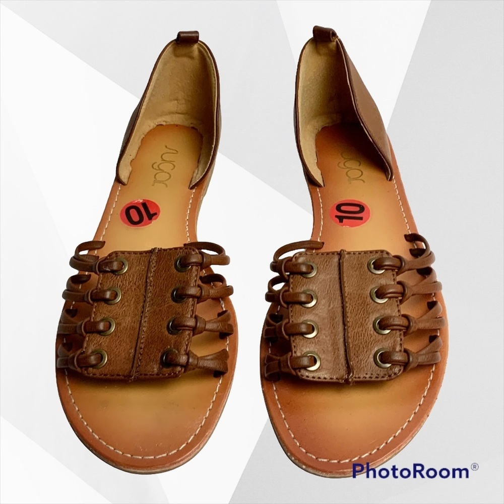 Sugar Brown Slip-On Flats Sandals Wm 10
